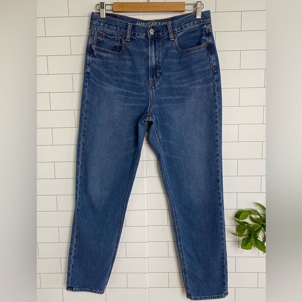 American Eagle Mom Jeans High Rise Women's Size 8 Regular Medium Wash De…